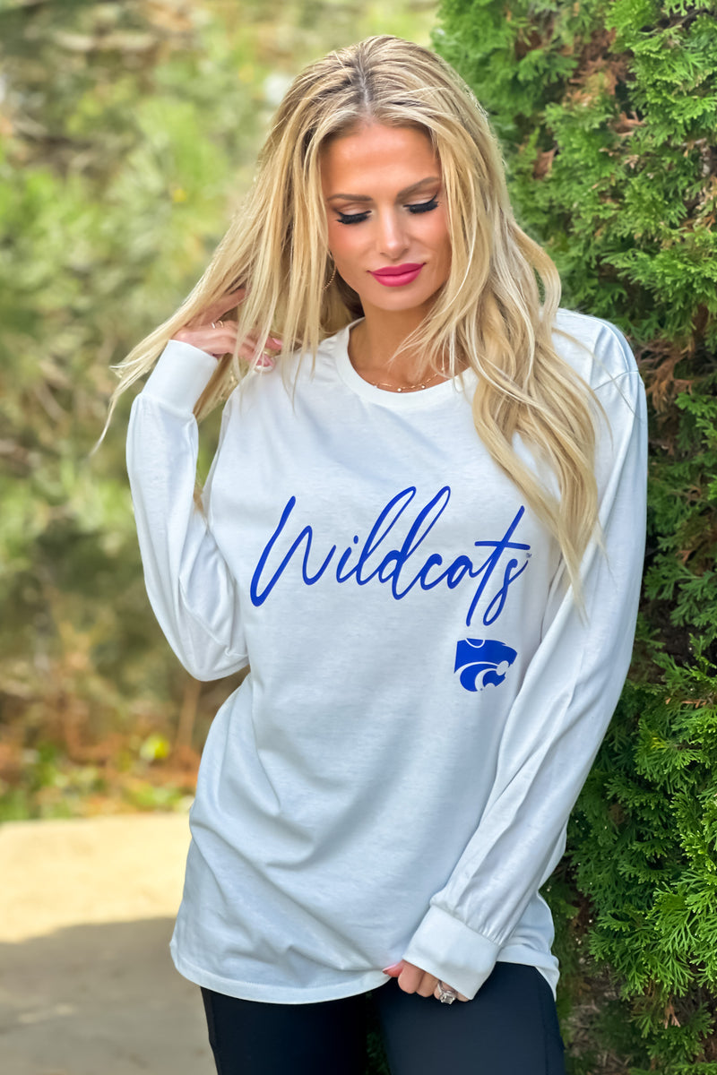 KSU Wildcats Win The Day Boyfriend Tee : White/Purple
