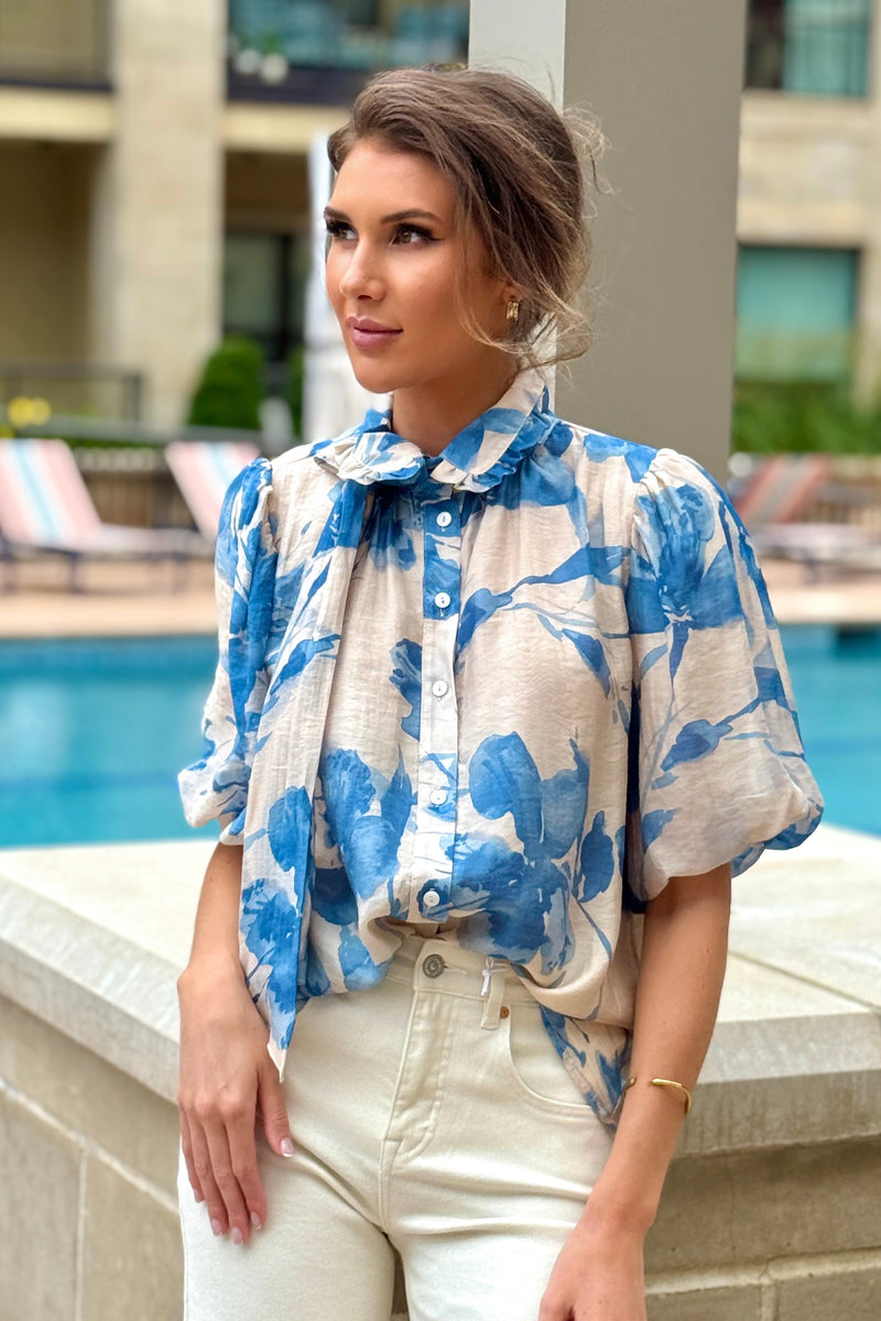 Marlow Removable Tie Blouse : Cream