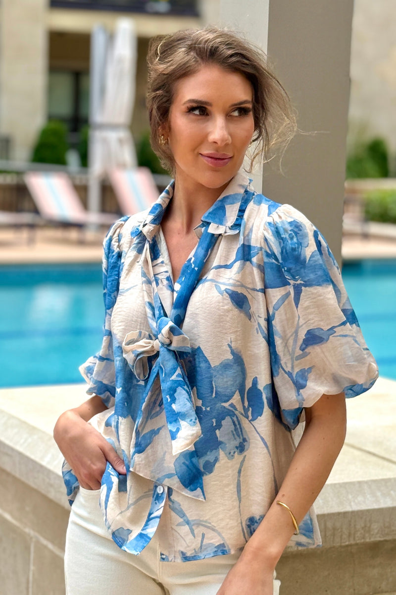 Marlow Removable Tie Blouse : Cream