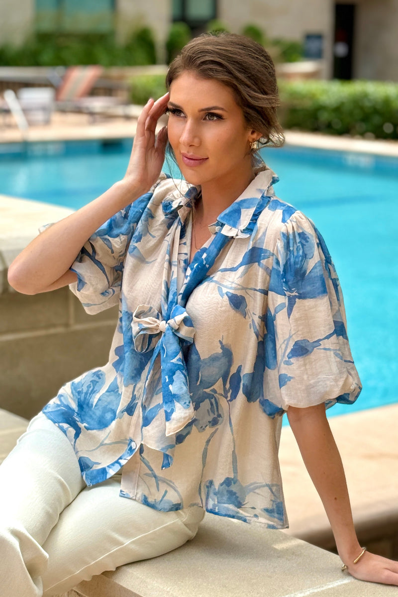 Marlow Removable Tie Blouse : Cream