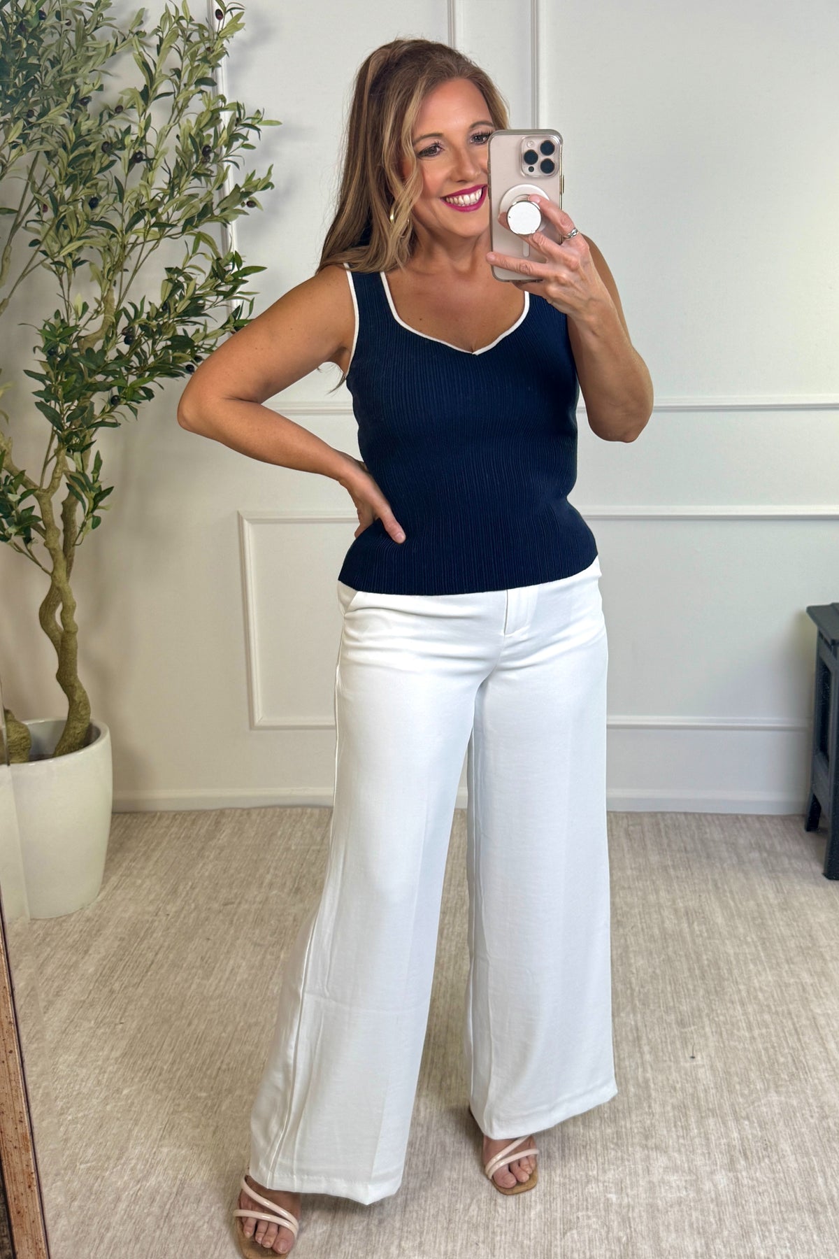 Emmy High Waisted Pants : White