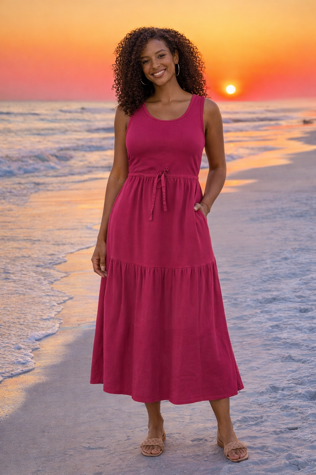 Tribal Aliza Sleeveless Boat Neck Maxi Dress : Gardenia