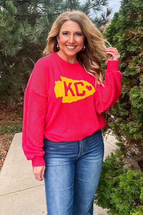 Arrowhead KC Ribbed Knit Pullover : Red/Yellow
