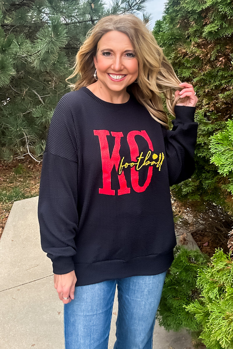 Arrowhead KC Ribbed Knit Pullover : Black/Red