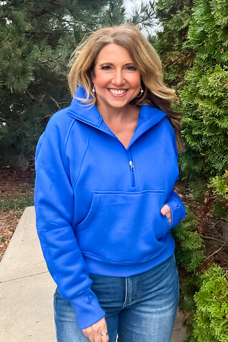 Layla Game Day Half Zip Fleece Pullover : Royal