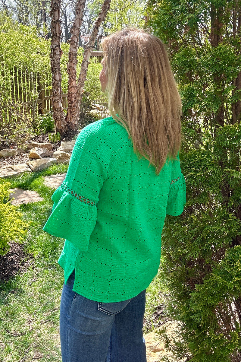 Tribal Yvette Raglan Sleeve Blouse : Green