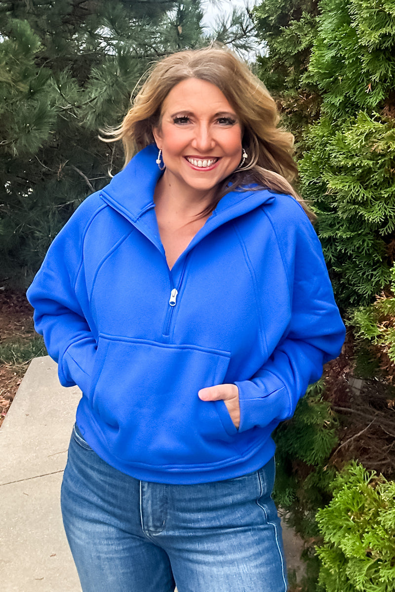 Layla Game Day Half Zip Fleece Pullover : Royal