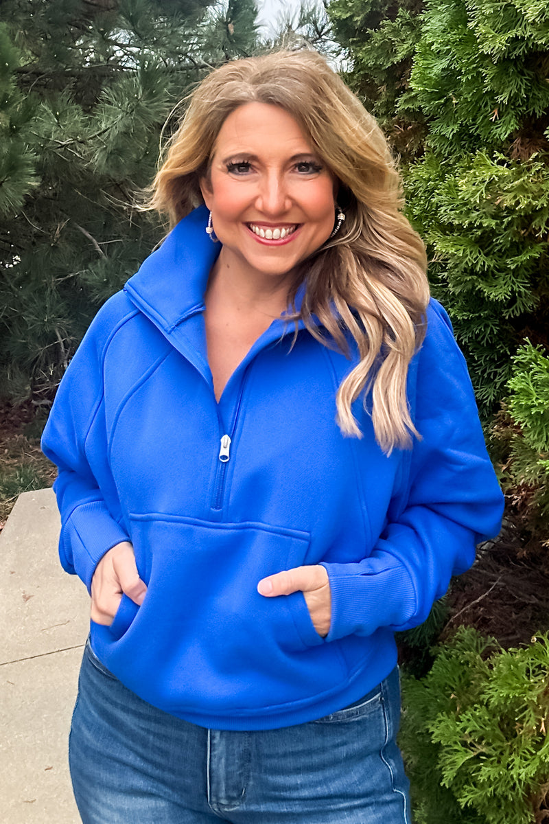 Layla Game Day Half Zip Fleece Pullover : Royal
