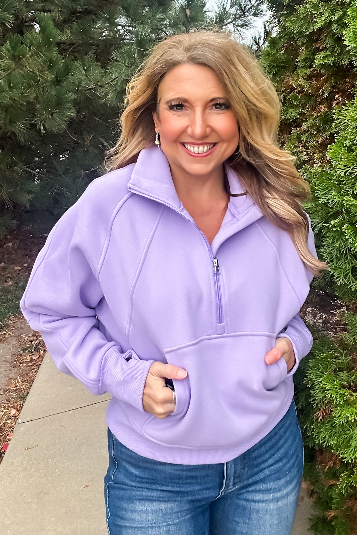 Layla Game Day Half Zip Fleece Pullover : Lavender
