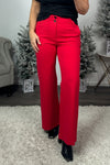 Speak Now Pocket Detail Flare Pants : Red