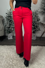 Speak Now Pocket Detail Flare Pants : Red