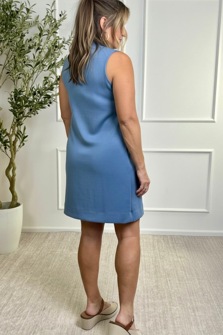 Adelyn Scuba Shift Dress With Pockets : Denim