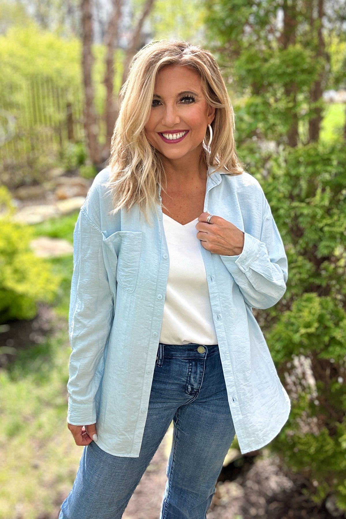 Auli Woven Shirt w/ Back Ties : Sky Blue