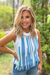 Tribal Avalee Fringed Hem Sweater Cami : Blue