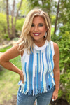 Tribal Avalee Fringed Hem Sweater Cami : Blue