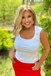 Velvet Heart Carlisha Ribbed Knit Open Neck Tank : White