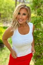 Velvet Heart Carlisha Ribbed Knit Open Neck Tank : White