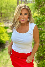 Velvet Heart Carlisha Ribbed Knit Open Neck Tank : White