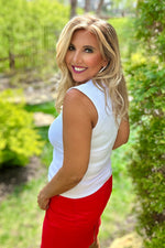 Velvet Heart Carlisha Ribbed Knit Open Neck Tank : White