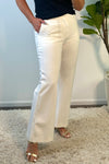 Hailie Pocket Pointe Flare Pants: Cream
