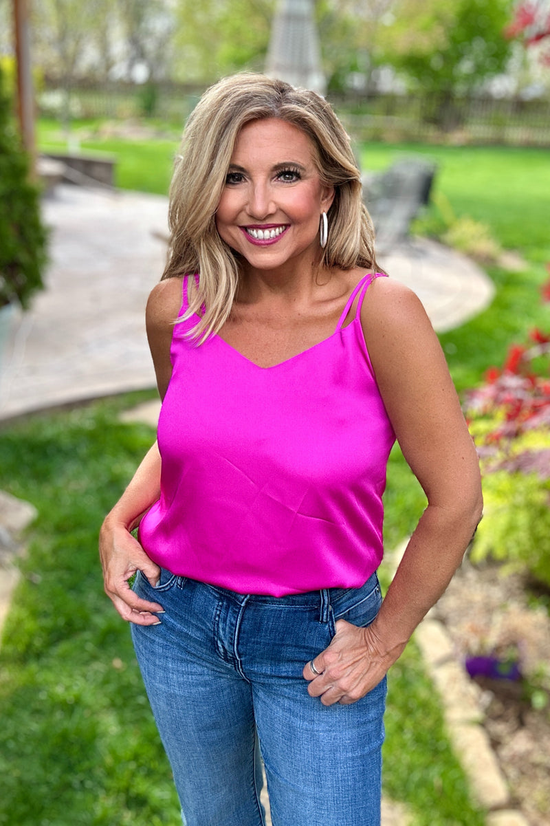 Caisyn Double Strap Cami : Hot Flamingo