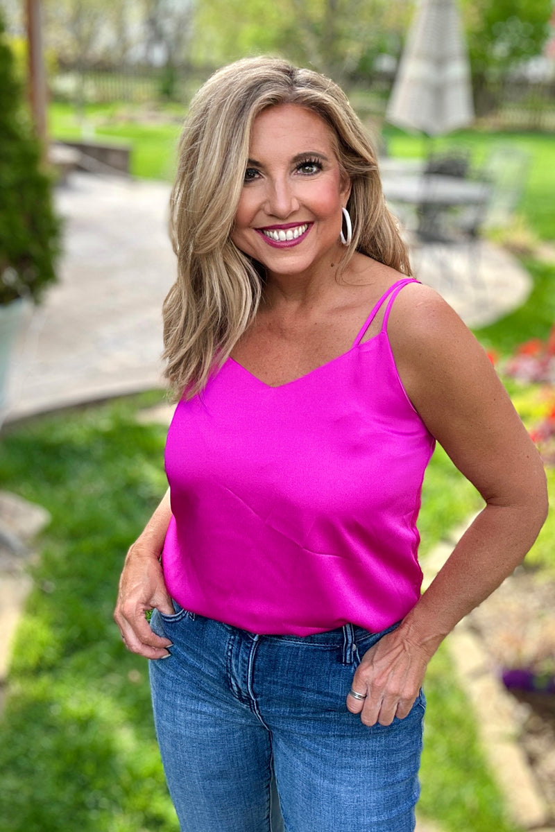 Caisyn Double Strap Cami : Hot Flamingo