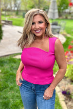Caliana Ribbed Knit Sleeveless Top : Pink