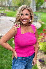 Caliana Ribbed Knit Sleeveless Top : Pink