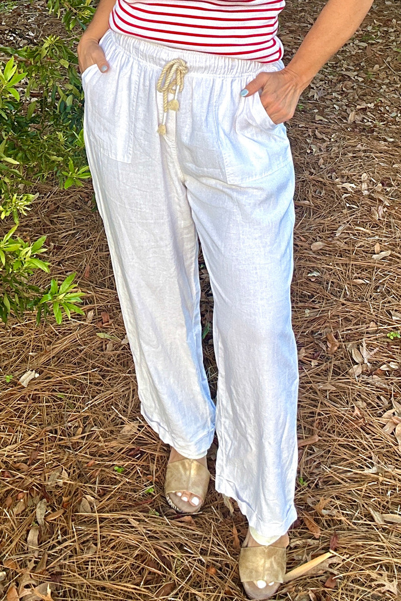 Velvet Heart Cori Elastic Waist Pull On Pant : White