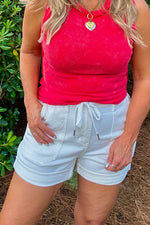 Judy Blue Citra High Waist Cuff Shorts : White
