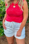 Judy Blue Citra High Waist Cuff Shorts : White