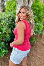 Blaise Exposed Seaming Ribbed Tank : Washed Red