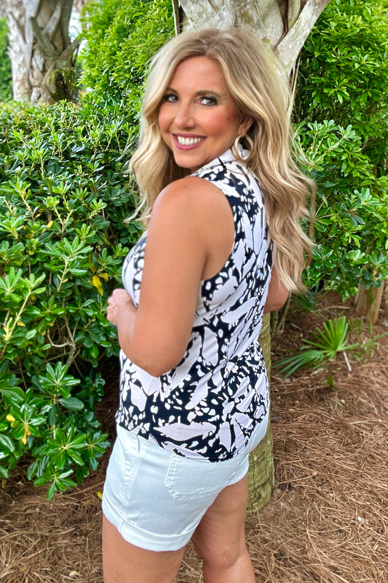 Tribal Gaia Sleeveless Polo Top : Pebble