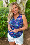 Tribal Haylo Sleeveless Polo Top : Aqua