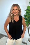 Liverpool Astoria Sleeveless Shirred Detail Top : Black