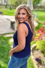 Tribal Jada Crochet Tank Top : Jet Blue