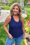 Tribal Jada Crochet Tank Top : Jet Blue