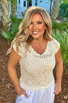 Dovie Crochet knit Sleevless Top : Natural