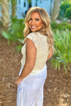 Dovie Crochet knit Sleevless Top : Natural