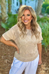 Eulla Short Sleeve Sweater Knit Top : Natural