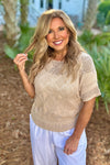 Eulla Short Sleeve Sweater Knit Top : Natural