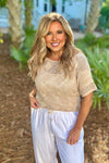 Eulla Short Sleeve Sweater Knit Top : Natural