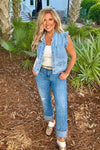 Jupiter Denim Ruffle Sleeve Vest : Denim
