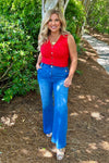 Elka Pointelle Knit Button Up Vest : Red