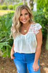 Liverpool Emmerson Flutter Sleeve V Neck Top : Bone