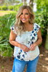 Liverpool Kaiana Square Neck Blouse : Indigo Rose