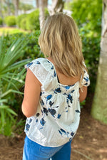 Liverpool Kaiana Square Neck Blouse : Indigo Rose