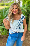 Liverpool Kaiana Square Neck Blouse : Indigo Rose