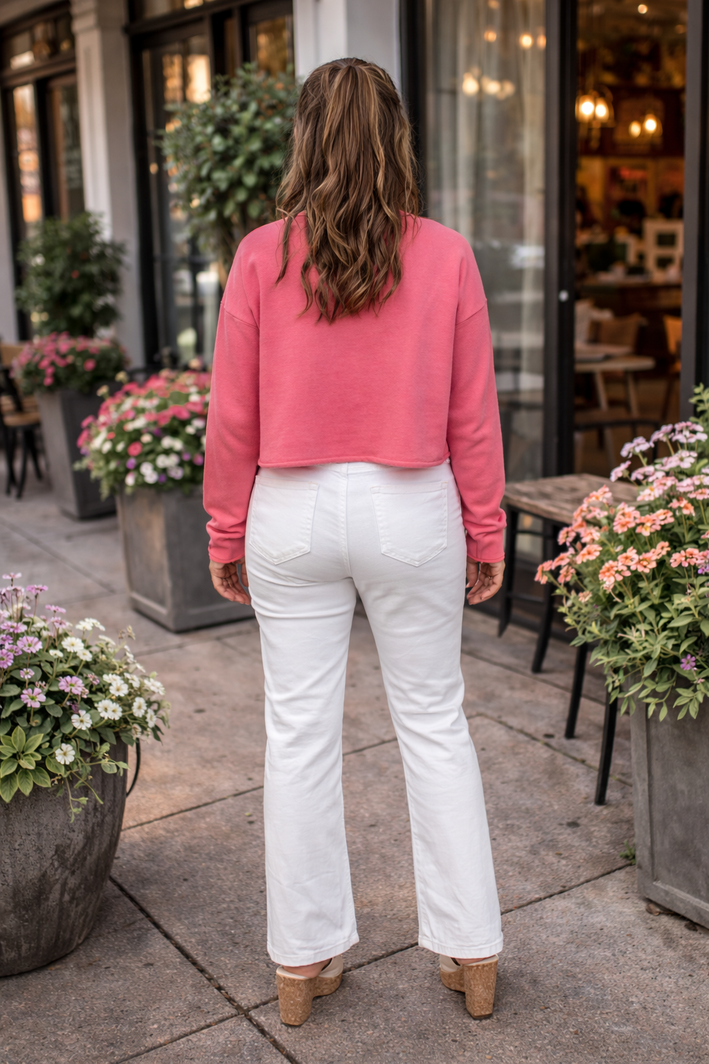 Aubrey Lightweight Cropped Sweater Top : Guava