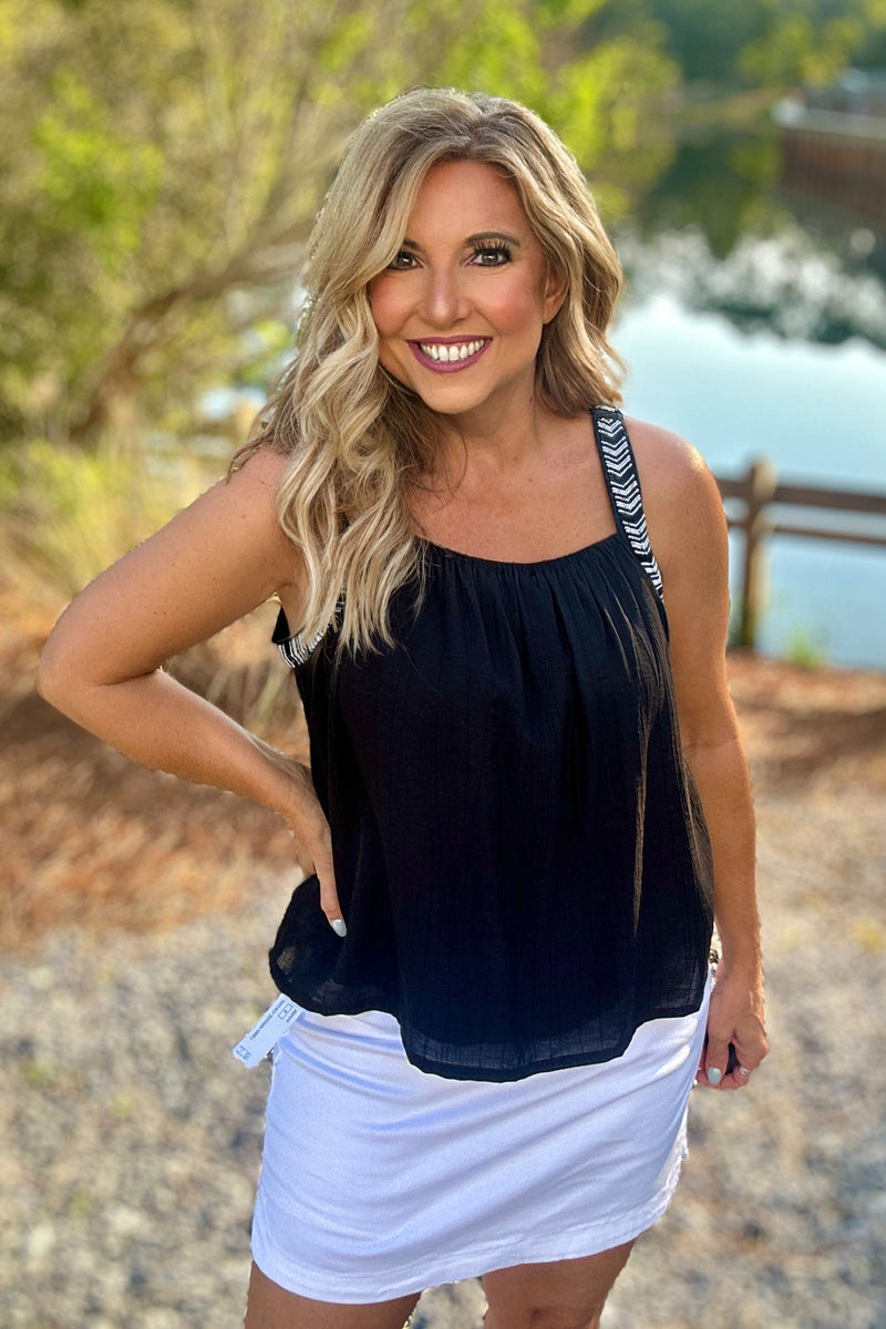 Liverpool Corina Woven Tank w/ Beading : Black